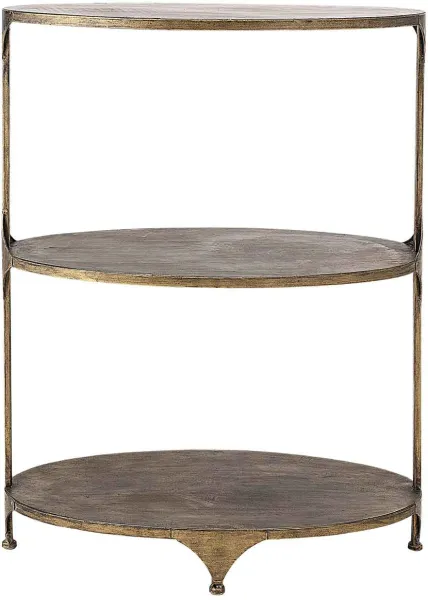 CREATIVE COLLECTION barbord - gyllene metall, med 2 hyllor, oval