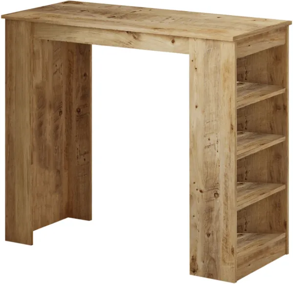 NORDVÄRK ST1 barbord, med 3 hyllor - naturlig melamin (120x51,6)