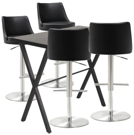 Homeville barbordset Grappa/Luna svart/krom barstol
