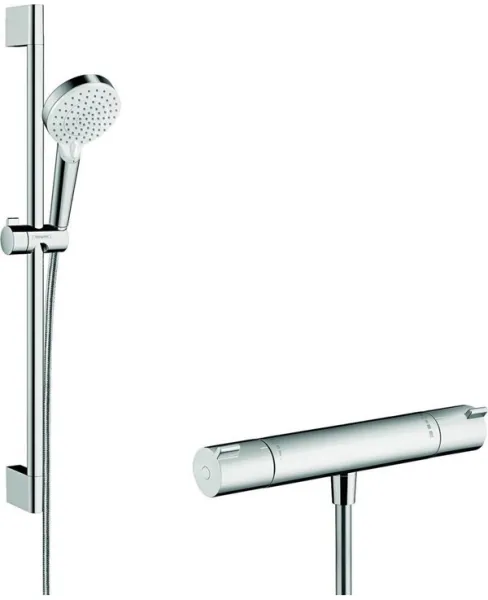 Hansgrohe Crometta Vario -duschset med Ecostat 1001 CL-termostat, vit/krom