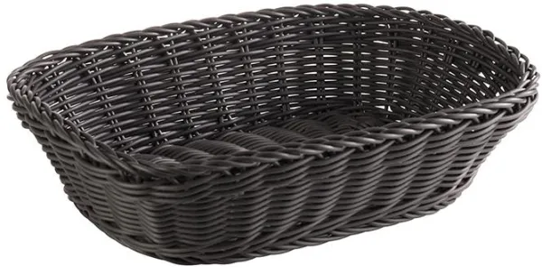 Utgått: Brödkorg, rektangulär, svart plastflätning, 26,5x19xH7 cm