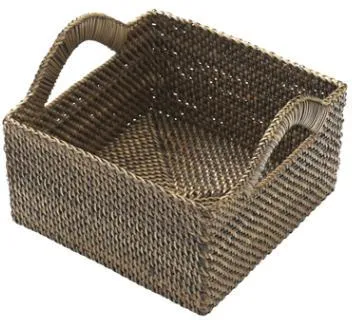 Brödkorg Bastian, kvadratisk, ljus/mörk flätning, 18x18xH9,5 cm