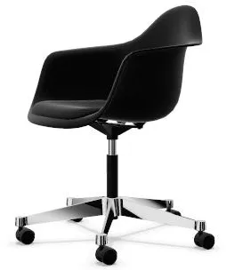 Vitra Eames Plastic PACC Kontorsstol med Dyna och Swivel Svart/Djup Svart