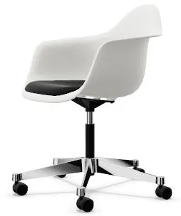 Vitra Eames Plastic PACC Kontorsstol med Stoppad Sits och Swivel Svart/Vit
