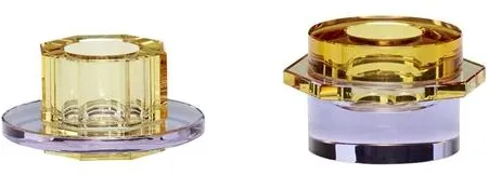 Hübsch Kiosk Ljusstakar Färg Bärnsten/Lila Set om 2