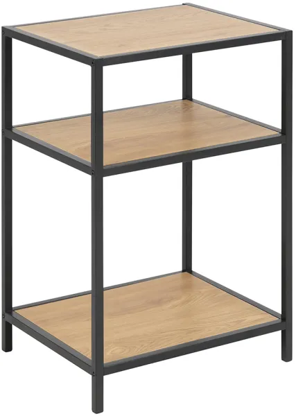 ACT NORDIC Seaford Sängbord - natur/svart Vild ekpapper/Metall, med 2 hyllor