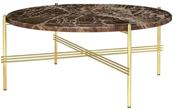 GUBI TS Runt Soffbord Ø80 Mässing/Emperador Marmor Brun