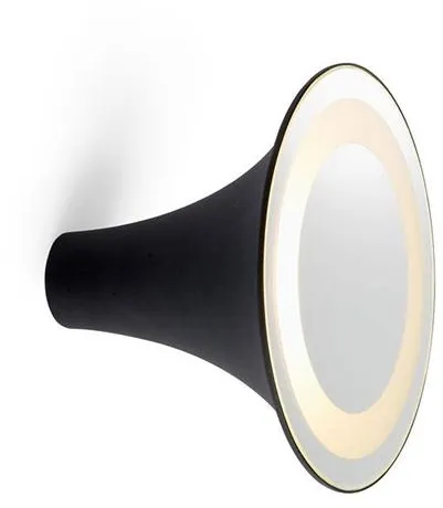 Trizo 21 Sirens Vägglampa Svart + Vitt frostat glas + Liten spegel